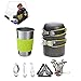 Produktbild Anna-neek Camping Kochgeschirr mit 3 Löffel Gabelset, 1 Tasse, 1 Brenner, 1 Tankhalter, 1 Topfset - 9-Teiliges für Outdoor Picknick Camping Kochen