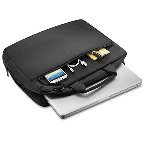 deleyCON Notebooktasche für Notebook / Laptop bis 15,6″ (39,6cm) – Tasche/Hülle aus robustem Polyester mit Zubehörfächern und verstärkten Polsterwänden – schwarz - 2