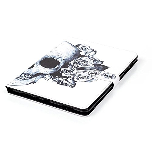 Samsung Galaxy Tab A 9.7 SM-T550 Hülle, DEENOR Bunt Malerei und Stilvoll Zeichnung Brieftasche Case Buch-Stil PU Leder Flip Protective Stand Tasche Schutzhülle Hülle für Samsung Galaxy Tab A 9.7 SM-T550. (Flowers Skull) - 6