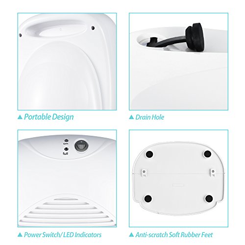 Mpow Luftentfeuchter mit 2000mL Wassertank Großvolumige Luftentfeuchter Air Dryer Luftreinigungsfunktion Feuchtigkeitsentzugfähigkeit (600ml pro Tag) für Zimmer, Schrank, Büro, Keller, Wandschrank, Badezimmer. - 6