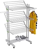 ✅Fabricadas en acero inoxidable resistente, las dimensiones son L148cm x W76cm x H144cm, cada bandeja se pliega en segundos para facilitar el almacenamiento y ocupar menos espacio