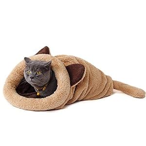 PAWZ Road Gato Bolsa de Dormir Lana Suave Lavable Caliente Camas para Gatos Saco Snuggle Manta Estera para Gatito Perrito Amarillo