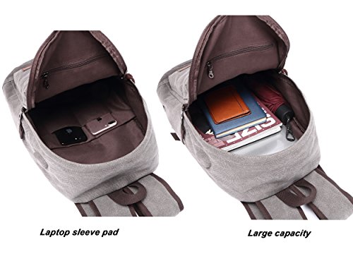 Travistar Canvas Laptop Rucksack M  nner mit USB Ladeport  Vintage Schulrucksack f  r Schule Reise fit 15 6 zoll Laptop