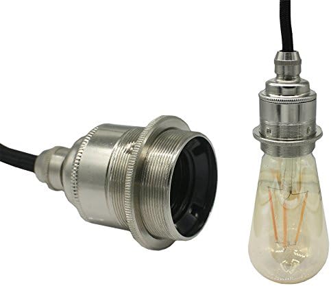 E27 Socket Metal, High-Quality Retro Style Antique Brass Lamp Holder Retro Setting for Pendants and Pendant Light Silver