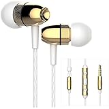 Betron ELR50 Earphones Headphones, Balanced Bass Driven Sound, Noise Isolating, Stereo for iPhone, iPod, iPad, Samsung and Mp3 players (Gold With Mic)
