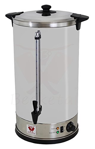 Beeketal 'BGWK30' Gastro Glühweinkocher 30 Liter Volumen mit Füllstandskala, Zapfhahn und stufenlos regelbarem Thermostat (30-110 °C), Profi Edelstahl Wasserkocher mit 3000 Watt Leistung