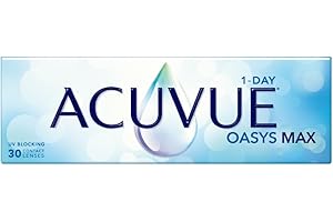 ACUVUE OASYS MAX 1-Day, lenti a contatto giornaliere; Comfort tutto il giorno e visione nitida, filtrano la maggior parte della luce blu-viola;-2.50 diottrie; BC 8.5; DIA 14.30; 30 lenti