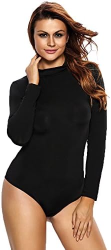 High Collar Long Crotch Open File Elastic Knitted Dolls Tight Body Piece Pajamas,Black,M
