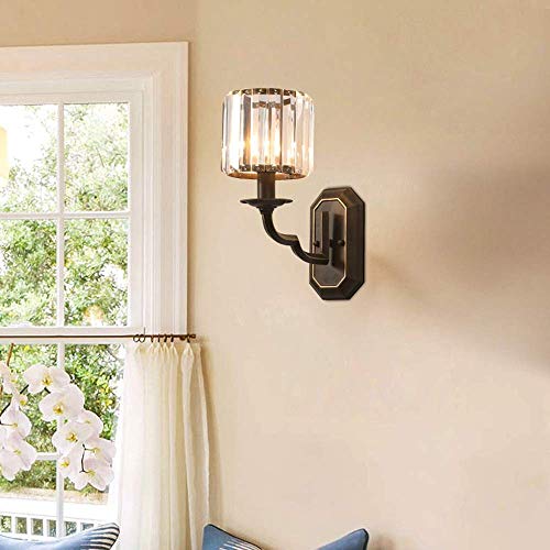 Mkjbd Linterna de Pared Lámpara de Jardín Lámpara de Pared Lámpara de Pared Lámparas de Pared de Cristal Americano Lámparas de Entrada para Sala de Estar Tv Telón de Fondo Lámparas Decorativas de Hie