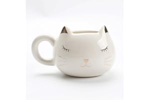 XFEYAQLO Filiżanka do kawy z kotem kubek herbata biały kubek kot 3D filiżanka do herbaty kot szlachetny i elegancki słodki kubek prezent miłośnik kotów jako prezent dla przyjaciela, ceramiczna, 350 ml