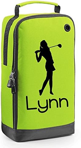 Ladies Personalised Golf Shoe Bag with Carry Handle. (Lime)