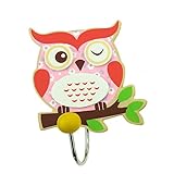 Eulen 6er Set Wandhaken Kinder aus holz bunte Kleiderhaken Garderobenhaken - 2