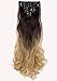 24/26 inches(61/66cm) Long Straight Curly Wavy 8 Piece Full Head 18Clips Womens Ladies Girls Clip in Hair Extensions (24 inches, Dark Brown to Ash Blonde)