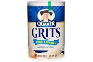 Quaker, Quick Enriched White Hominy Grits, 5 Minute Recipe, 24oz Container (Pack of 3) by Quaker