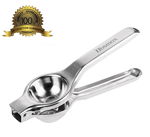 Homdox Limettenpresse Zitronenpresse Orangenpresse Saftpressen Zitruspresse manuell Haushaltsgeräte aus Edelstahl, Silber - 2