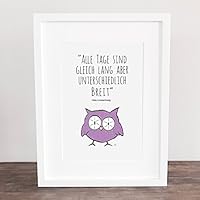 Bild, Poster, DIN A4 oder DIN A3, Kunstdruck, Deko, Eule, handgezeichnet, 