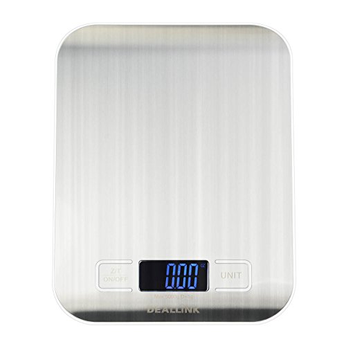 Digitale Küchenwaage Deallink Haushaltswaage Electronische Waage Präzisionswaage Briefwaage Hohe Präzision auf bis zu 1g (5kg Maximalgewicht), Tara-Funktion mit großer LCD Anzeige, Inkl. Batterie