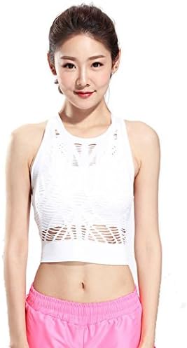 Byjia Women'S Sport Yoga Bra Running Jogging Fitness Exercise Pad Racer Top Aerobics Dance Vest Hollow Mesh(2 Pack) . White . S