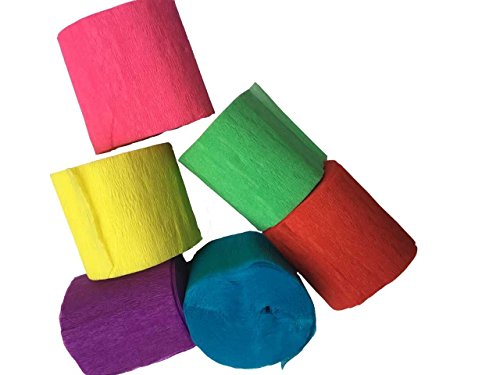 [12 Stück] Krepppapier, Craft Girlanden zum Aufhängen Dekorationen für Partys und Geburtstage 6 Farben, 4,5 cm X 29,6 Füße, 12 Stück - 4