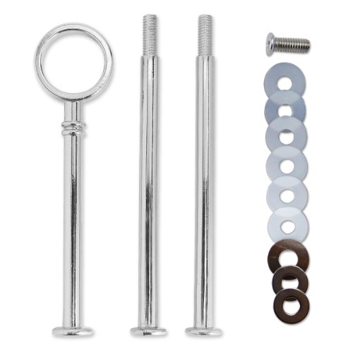 5 Set silberfarbe Metallstange Mittellochausstech 2 bis 3 Etage für Hochzeitstorte Etagere Tortenständer Tortenhalter Torten - 4