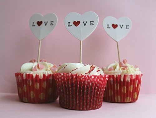 cupcake toppers for valentines day, anniversaries and engagement parties, pack of 6