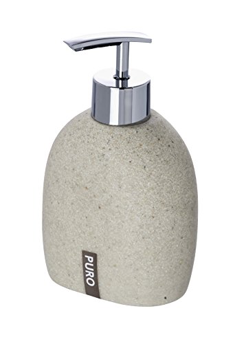 WENKO 20475100 Seifenspender Puro, Fassungsvermögen 0.295 L, Kunststoff - Polyresin, 9.4 x 15.2 x 6.5 cm, Beige