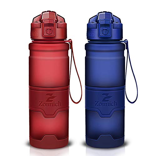 Preisvergleich Produktbild Sport Trinkflasche 400ml / 500ml / 700ml / 1L BPA frei Kunststoff Wasserflasche, Auslaufsicher -Geeignet Sporttrinkflaschen für Laufen, Yoga, Fahrrad, Kinder Schule, One Handed Open Trinkflaschen mit Filter