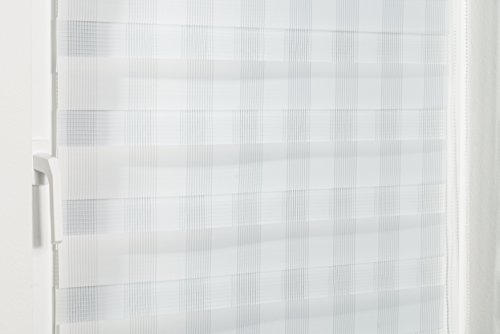 K-home Klemmfix Doppelrollo Rota ohne Bohren Design Streifen Weiß 50 x 130 cm (B x L) - 5