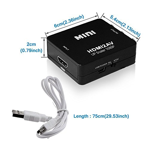 HDMI auf AV Adapter, VANDESAIL 3RCA CVBS Composite Video Audio Konverter 720P/1080P für TV PS3 VHS VCR DVD (HDMI, AV) - 4