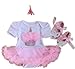 TANZKY® Baby Girls' 3Pcs First Birthday Outfit Pink Ruffle Tutu Dress Hat Shoes (6~12months)