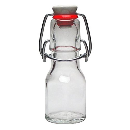 Viva Haushaltswaren – 12 x Mini Glasflasche 50 ml mit Bügelverschluss aus Porzellan zum Befüllen, als kleine Likörflasche & Ölflasche verwendbar (inkl. Trichter Ø 7 cm) - 2
