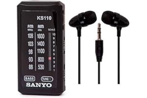 JG PANASOUND Sanyo Ks-110n Color Negra Radio Bolsillo Am/FM Auriculares Incluidos