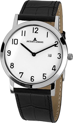 Jacques Lemans Unisex-Armbanduhr Classic Analog Quarz Leder 1-1727C Jacques Lemans Unisex-Armbanduhr Classic Analog Quarz Leder 1-1727C