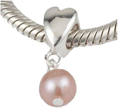 Sterling Silver Amethyst Freshwater Pearl Charm -fits Pandora &amp; similar Bracelets -Fabulana Charms