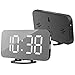 Produktbild Anzeigen-Hoteluhr des kreativen Handyaufladungsspiegels elektronische Snoozewecker LED (Color : Black Mirror+White Diaplay)