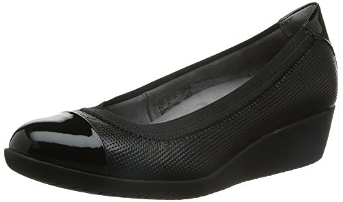 Clarks Womens Casual Clarks Petula Sadie Leather Shoes In Black Standard Fit Size 6