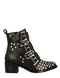 100% Piel Botines Cowboy Tachuelas de Gioseppo (37 - Negro)