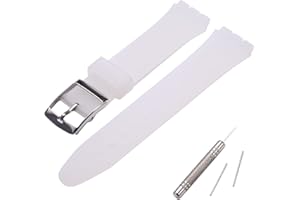 MCXGL Cinturino di ricambio per cinturino in gomma siliconica resistente al sudore con fibbia in acciaio inox, 17 mm