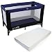 iSafe Rest & Play Luxury Travel Cot/Playpen - Navy (Black/Navy) 120 cm x 60 cm Complete With Mattress
