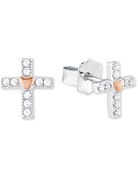 s.Oliver Kinder-Ohrstecker Kreuz 925 Silber teilvergoldet Zirkonia weiß - 2018527