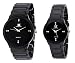 IIK Collection Pair of Round Black Dial & Black Chain Men
