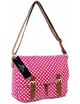 Damen Frauen Mädchen Tasche Umhängetasche Segeltuch Messenger Bag gepunktet QL5152M