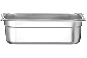 HENDI Bac Gastronorme, GN 1/3, résistance thermique -40 °C à 300 °C, utilisable dans des fours à convection, des réfrigérateurs, des bain-maries, des chafing dishes, 4L, 325x176x(H)100mm, inox