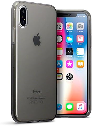 Qubits Apple iPhone X Case - TPU Gel - Thin Slim Design - Protective Back Cover - Shock Absorbing - Smoke Black