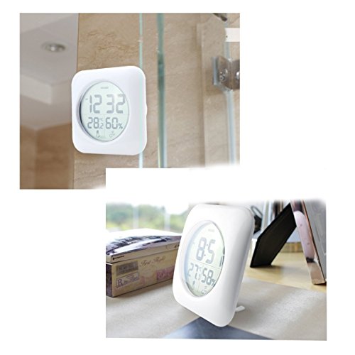 BOOMYOURS Badezimmer-Uhr mit digitalem Thermometer und Saugnapf, wasserdicht - 5