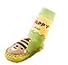 Moolecole Baby Toddlers Kids Indoor Slippers Shoes Socks Moccasins NON SKID Green Cap Bear Floor Socks 0-6, 6-12, 12-18 & 18-24 Months