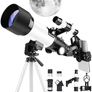 occer Telescopes for Adults Kids Astronomy Beginners,High Power Travel Scope FMC Optics for View Moon & Planet, Portable Refractor Telescope with Adjustable Tripod Backpack Finder Scope Phone Adapter