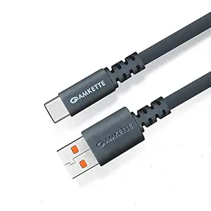 Amkette Charge Pro Extra Tough Fast Charging Flat Type C Cable - 1.5 Meter (Space Grey)
