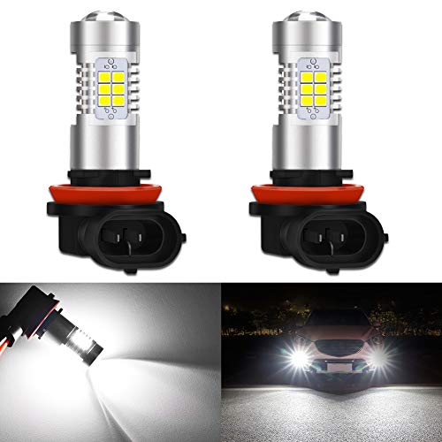 KaTur Super Bright H11 H8 DRL Reemplazo de luz antiniebla 2835 21SMD Led de conducción de automóviles Luces de circulación Diurna Xenón Blanco 6000K DC 12V 80W Paquete de 2