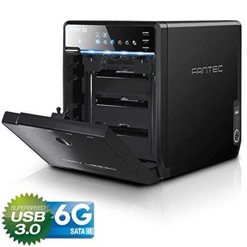 FANTEC QB-35US3-6G Externes 4-fach Festplattengehäuse (für den Einbau von 4x 8,89 cm (3,5 Zoll) SATA I/II/III Festplatten, USB 3.0 SUPERSPEED und eSATA Anschluss, 6G Support, 80 mm Lüfter temperaturgeregelt) schwarz - 3
